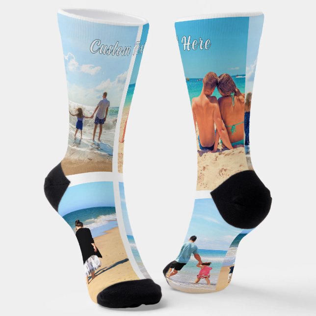 Personalized Your Photo Collage and Text Socks (Angled)