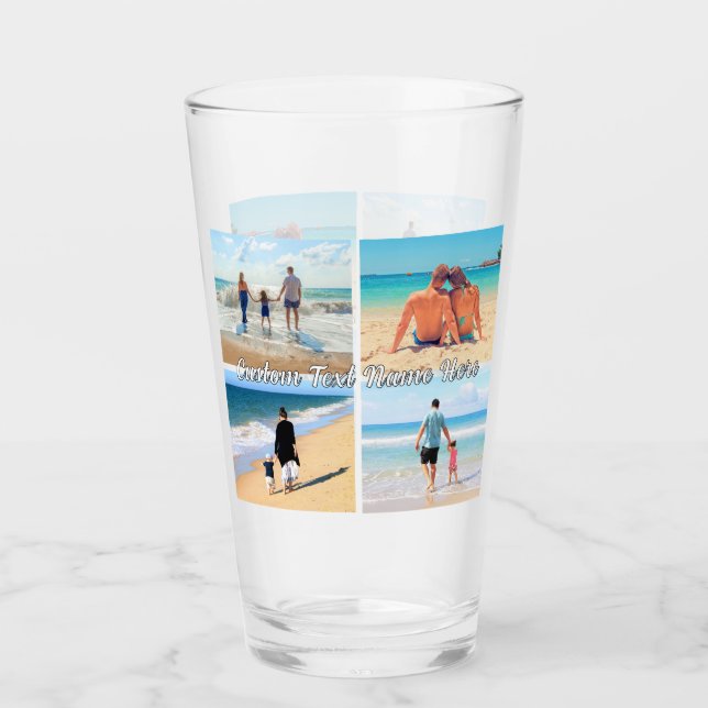 Personalized Your Photo Collage Glass Custom Text (Front)