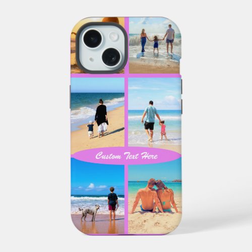 Personalized Your Photo Collage with Custom Text iPhone 15 Case