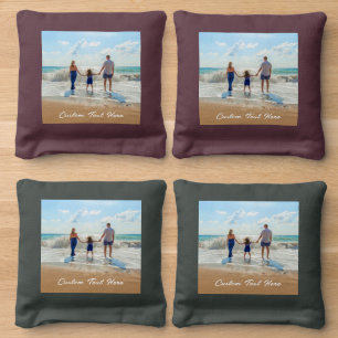 Personalized Your Photo Cornhole Bags Custom Text