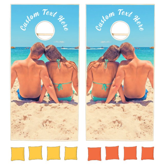 Personalized Your Photo Cornhole Set Custom Text (Set)
