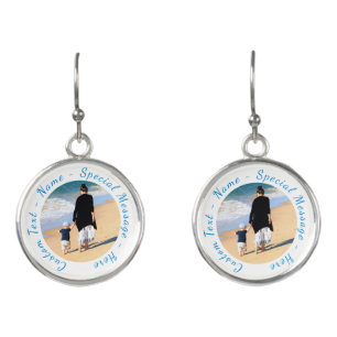 Personalized Your Photo Earrings Gift Custom Text