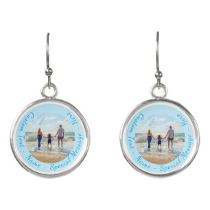 Personalized Your Photo Earrings with Custom Text