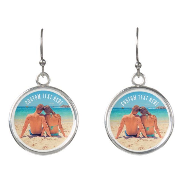 Personalized Your Photo Earrings with Custom Text (Front)