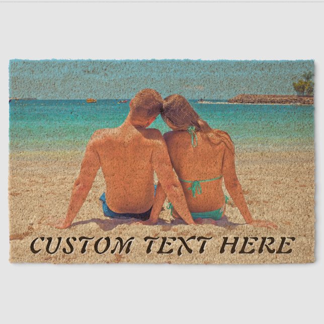 Personalized Your Photo Fiber Doormat Custom Text (Front)