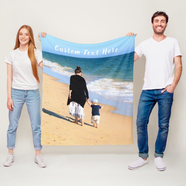 Personalized Your Photo Fleece Blanket Custom Text (In Situ)