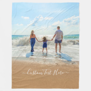 Personalized Your Photo Fleece Blanket with Text