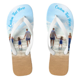 Personalized Your Photo Flip Flops Custom Text