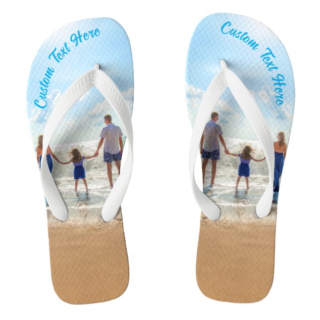 Personalized Your Photo Flip Flops Custom Text (Footbed)