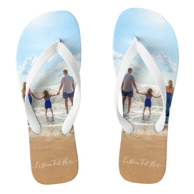 Personalized Your Photo Flip Flops Custom Text (Footbed)