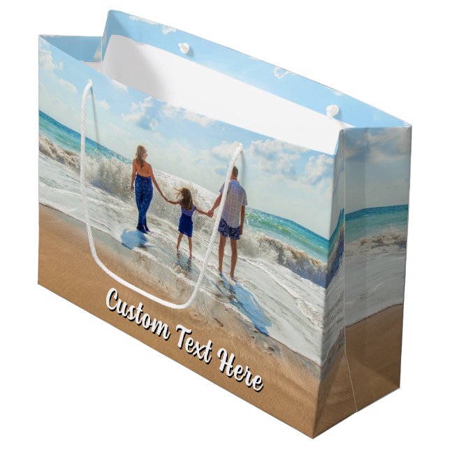 Personalized Your Photo Gift Bag Custom Text Name (Front Angled)