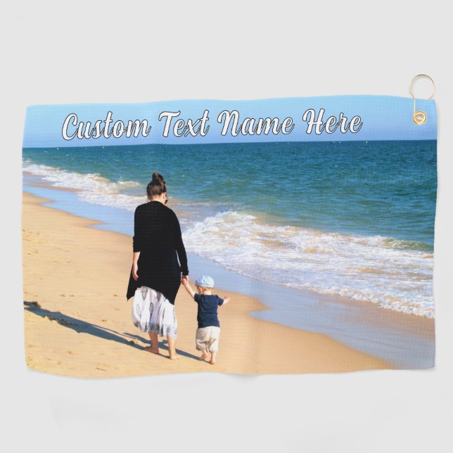 Personalized Your Photo Golf Towel and Custom Text (Horizontal)