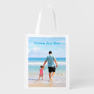 Personalized Your Photo Grocery Bag Custom Text