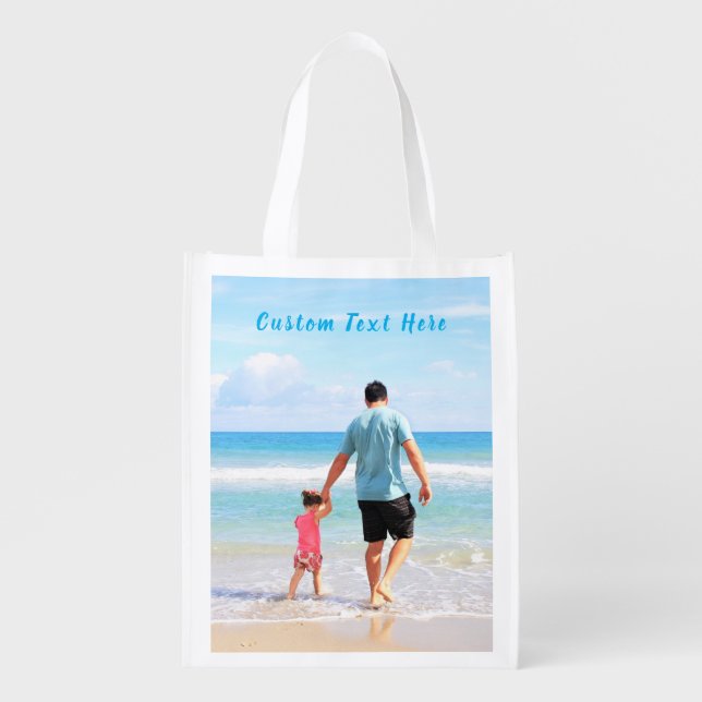 Personalized Your Photo Grocery Bag Custom Text (Front)