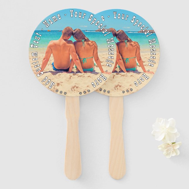 Personalized Your Photo Hand Fan with Custom Text (Front and Back)