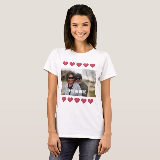 Personalized YOUR PHOTO Hearts T-Shirt (Front Full)