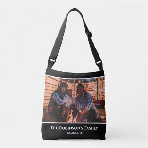 Personalized Your Photo in Black Frame with Texts Crossbody Bag