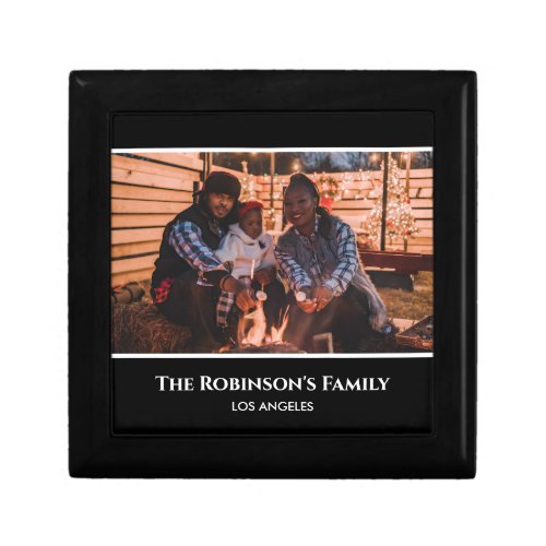 Personalized Your Photo in Black Frame with Texts Gift Box
