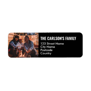 Personalized Your Photo in Black Frame with Texts Label