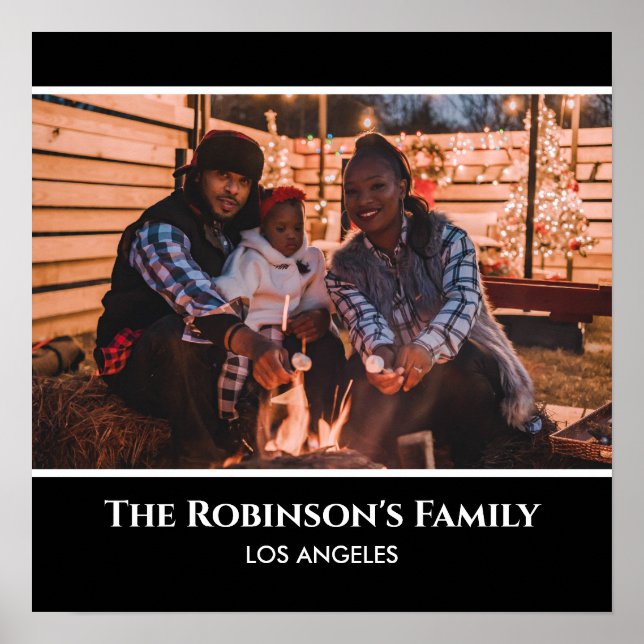 Personalized Your Photo in Black Frame with Texts Poster (Front)