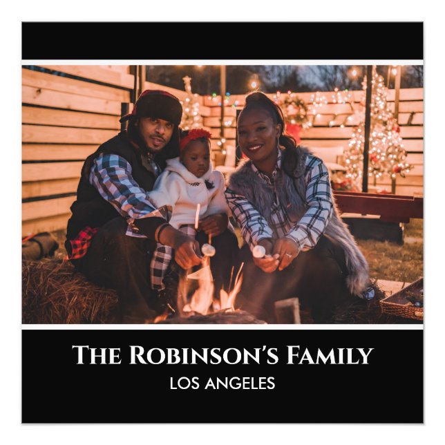 Personalized Your Photo in Black Frame with Texts Print (Front)