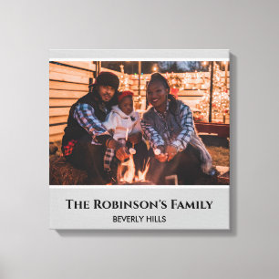 Personalized Your Photo in Gray Frame with Texts Canvas Print