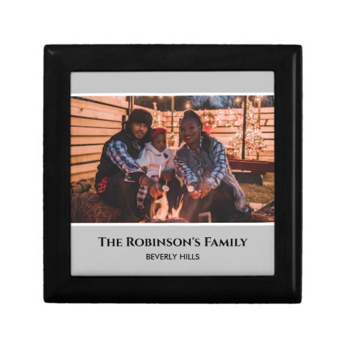 Personalized Your Photo in Gray Frame with Texts Gift Box