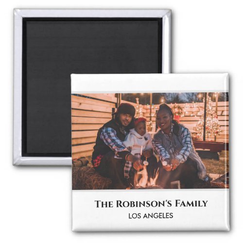 Personalized Your Photo in White Frame with Texts Magnet