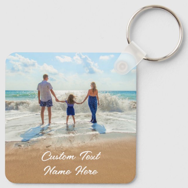 Personalized Your Photo Keychain Custom Text (Back)
