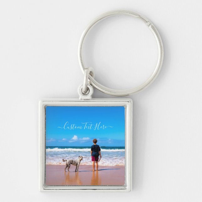 Personalized Your Photo Keychain Gift Custom Text (Front)