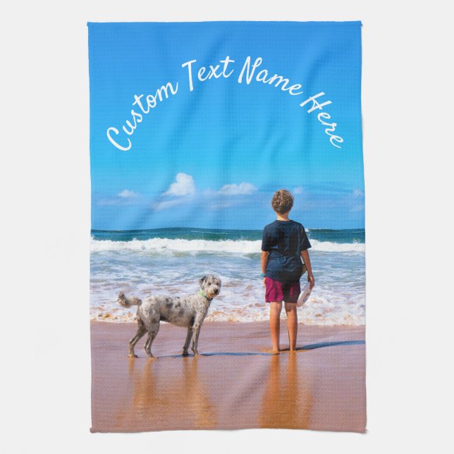 Personalized Your Photo Kitchen Towel with Text (Vertical)