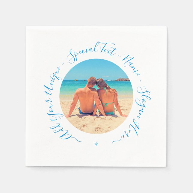 Personalized Your Photo Napkins with Custom Text (Front)