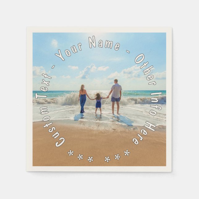 Personalized Your Photo Napkins with Custom Text (Front)