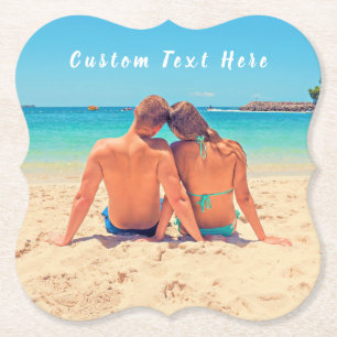Personalized Your Photo Paper Coaster Custom Text