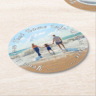 Personalized Your Photo Paper Coaster Custom Text