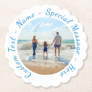 Personalized Your Photo Paper Coasters Custom Text