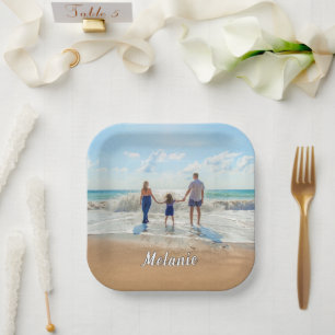 Personalized Your Photo Paper Plates Custom Name