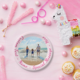 Personalized Your Photo Paper Plates Custom Text
