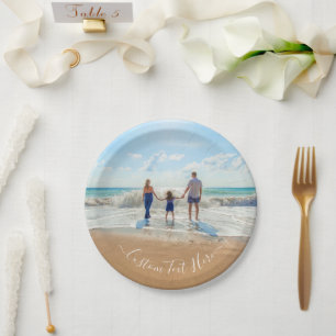 Personalized Your Photo Paper Plates Custom Text