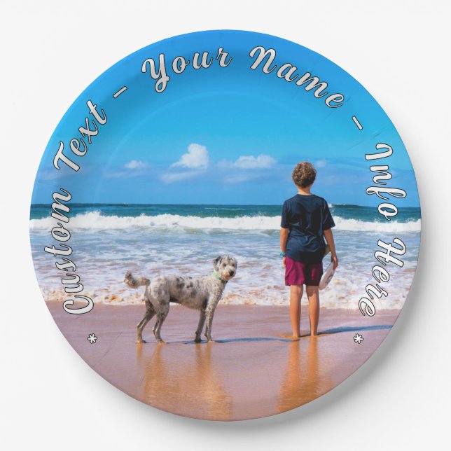 Personalized Your Photo Paper Plates Custom Text (Front)