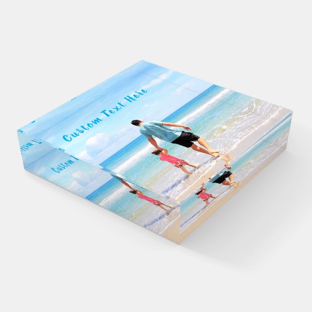 Personalized Your Photo Paperweight Custom Text (Angled)