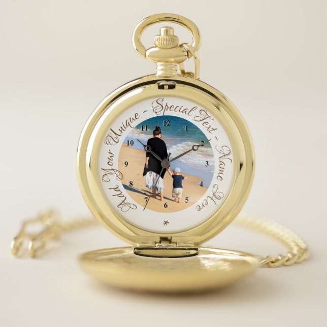 Personalized Your Photo Pocket Watch Custom Text (Inside)