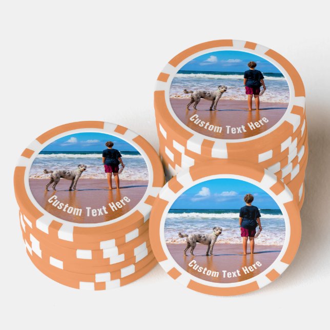Personalized Your Photo Poker Chips with Text Name (Stack)