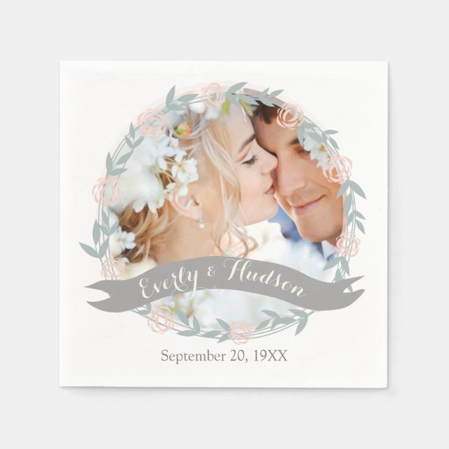 Personalized Your Photo Quartz Pink Forest Wedding Napkins (Front)