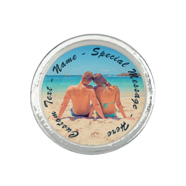 Personalized Your Photo Ring Gift and Custom Text (Front)