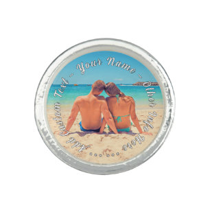 Personalized Your Photo Ring Gift and Custom Text