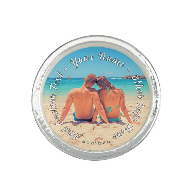 Personalized Your Photo Ring Gift and Custom Text (Front)