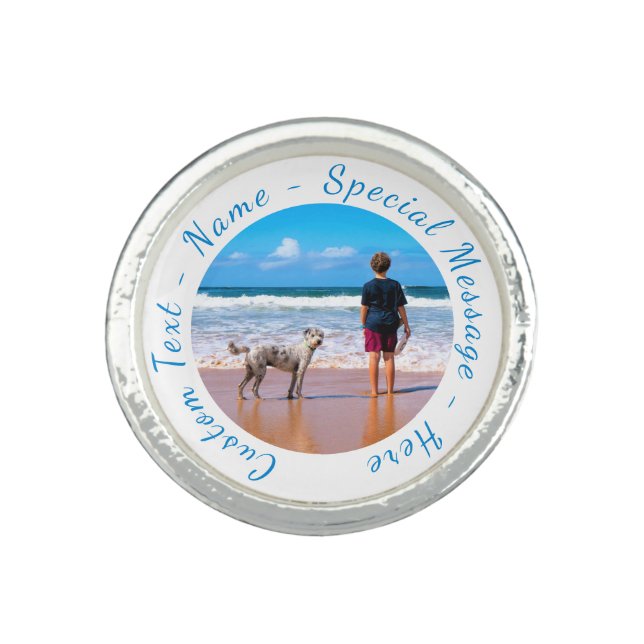 Personalized Your Photo Ring Gift with Custom Text (Front)