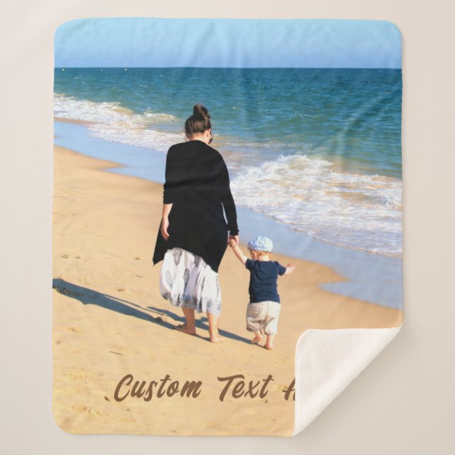 Personalized Your Photo Sherpa Blanket Custom Text (Front)