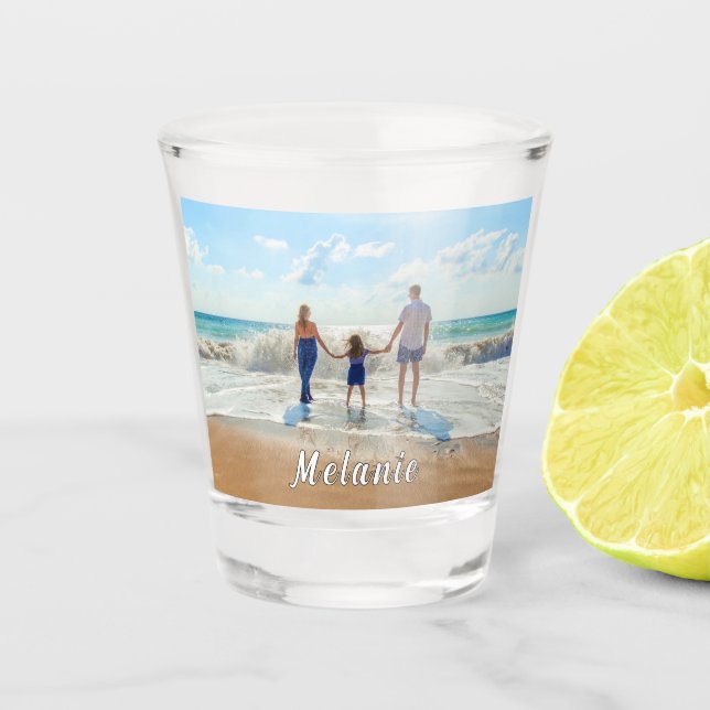 Personalized Your Photo Shot Glass and Custom Name (Front)